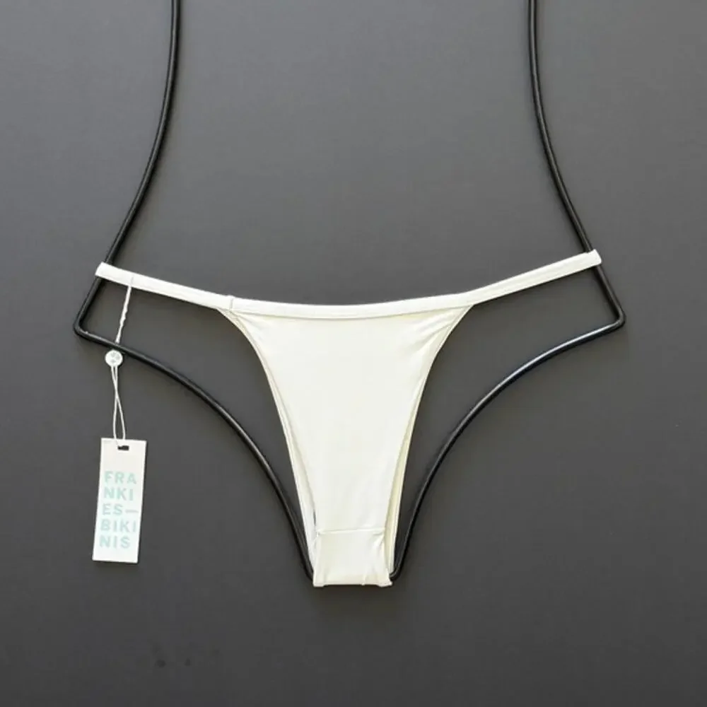 Frankies Bikinis Binx Skimpy Bikini Bottom – White, Size Small